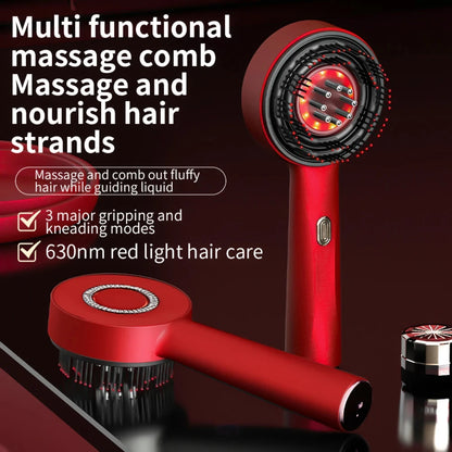 Red Light Therapy Massage Brush with Hair Growth Oil Liquid Applicator